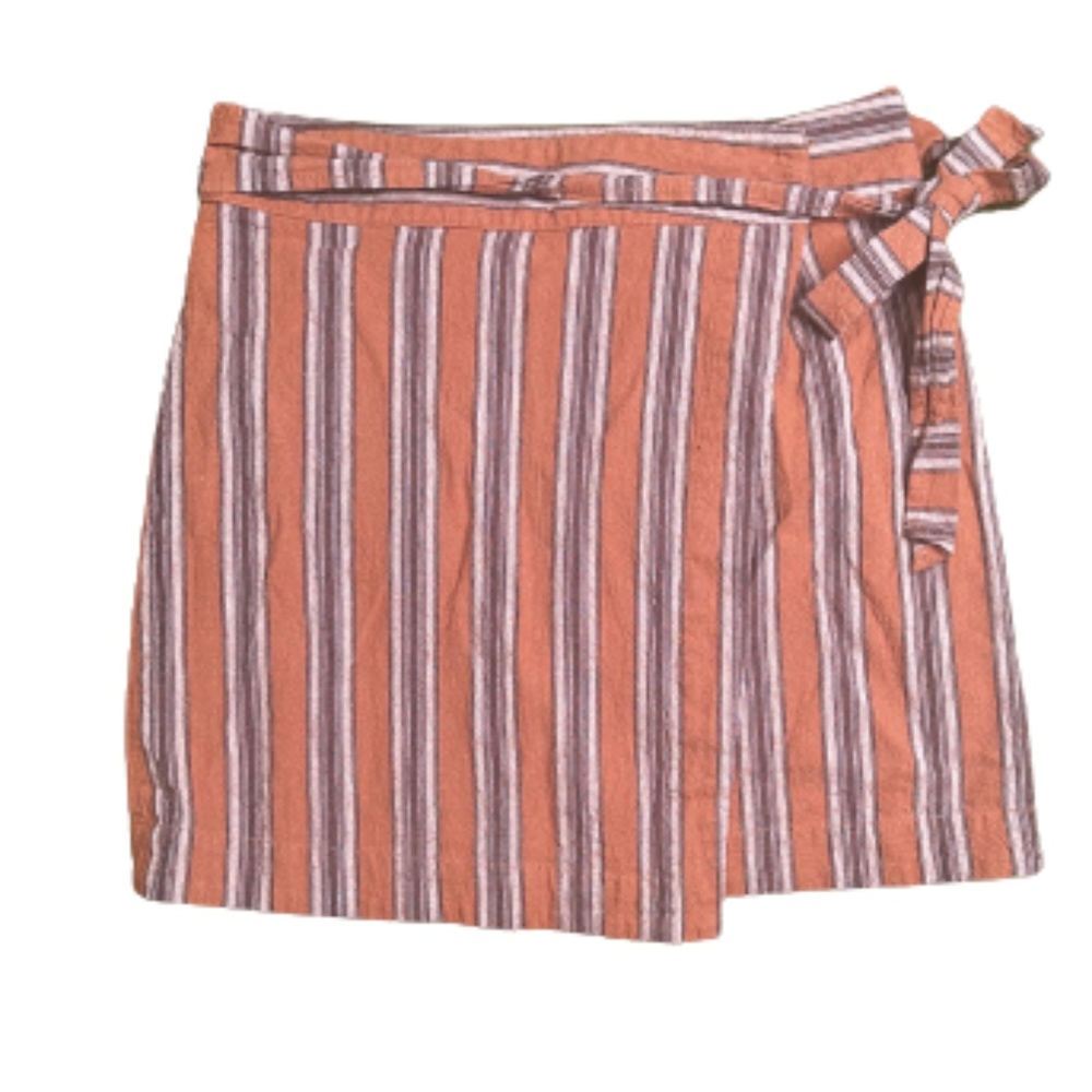 618 Dusty Orange  Striped Wrap Skirt Size S